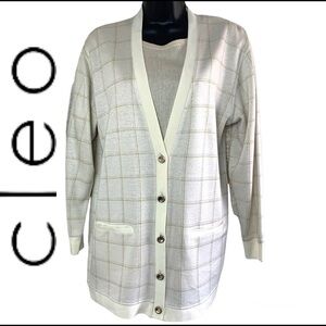 Cleo Ivory/Gold Shimmer Knitted Duster With Matching gold Top Size S